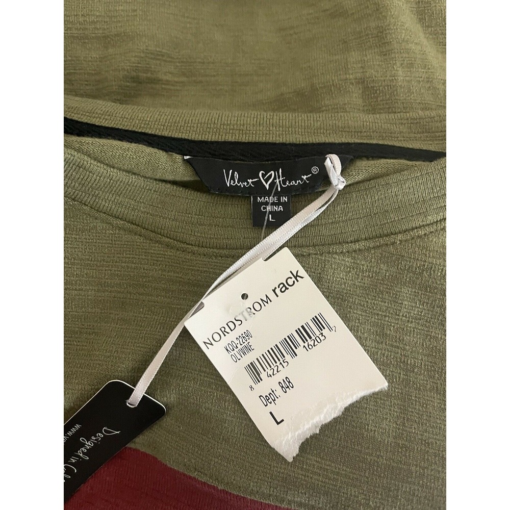 Velvet Heart olive green color‎ block sweater Long Sleeve Sz Large NWT - Picture 6 of 6